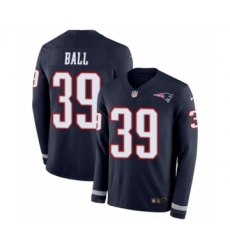 Men's Nike New England Patriots #39 Montee Ball Limited Navy Blue Therma Long Sleeve NFL Jersey