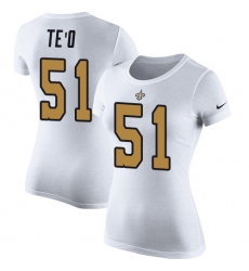 Women's Nike New Orleans Saints #51 Manti Te'o White Rush Pride Name & Number T-Shirt