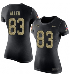 Women's Nike New England Patriots #83 Dwayne Allen Black Camo Salute to Service T-Shirt