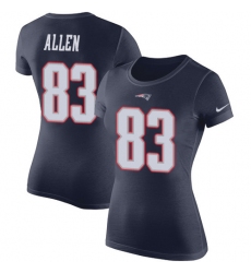 Women's Nike New England Patriots #83 Dwayne Allen Navy Blue Rush Pride Name & Number T-Shirt
