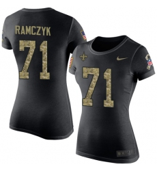 Women's Nike New Orleans Saints #71 Ryan Ramczyk Black Camo Salute to Service T-Shirt