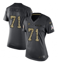 Women's Nike New Orleans Saints #71 Ryan Ramczyk Limited Black 2016 Salute to Service NFL Jersey