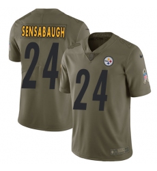 Men's Nike Pittsburgh Steelers #24 Coty Sensabaugh Limited Olive 2017 Salute to Service NFL Jersey