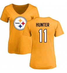 NFL Women's Nike Pittsburgh Steelers #11 Justin Hunter Gold Name & Number Logo Slim Fit T-Shirt