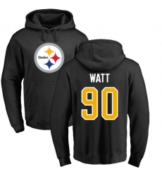 NFL Nike Pittsburgh Steelers #90 T. J. Watt Black Name & Number Logo Pullover Hoodie