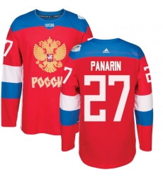 Men's Adidas Team Russia #27 Artemi Panarin Premier Red Away 2016 World Cup of Hockey Jersey