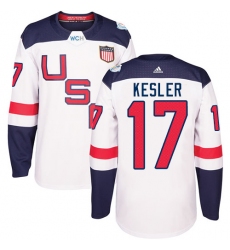 Men's Adidas Team USA #17 Ryan Kesler Premier White Home 2016 World Cup Ice Hockey Jersey