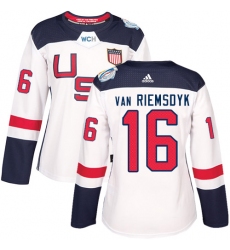 Women's Adidas Team USA #16 James van Riemsdyk Premier White Home 2016 World Cup Hockey Jersey
