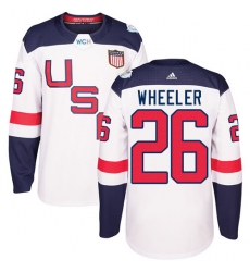 Youth Adidas Team USA #26 Blake Wheeler Authentic White Home 2016 World Cup Ice Hockey Jersey