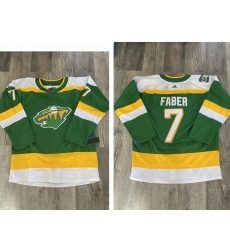 Men's Minnesota Wild #7 Brock Faber Green 2023-24 Stitched Jersey