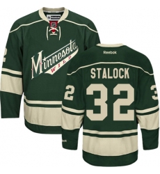 Men's Reebok Minnesota Wild #32 Alex Stalock Premier Green Third NHL Jersey