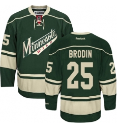 Women's Reebok Minnesota Wild #25 Jonas Brodin Premier Green Third NHL Jersey