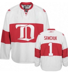 Women's Reebok Detroit Red Wings #1 Terry Sawchuk Premier White Third NHL Jersey