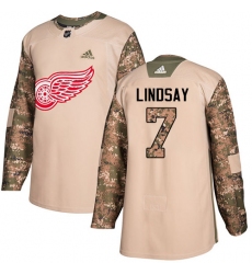 Men's Adidas Detroit Red Wings #7 Ted Lindsay Authentic Camo Veterans Day Practice NHL Jersey