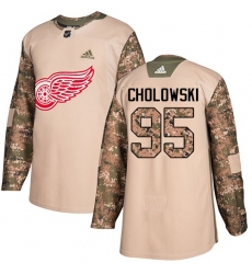 Youth Adidas Detroit Red Wings #95 Dennis Cholowski Authentic Camo Veterans Day Practice NHL Jersey