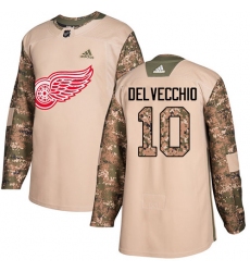 Youth Adidas Detroit Red Wings #10 Alex Delvecchio Authentic Camo Veterans Day Practice NHL Jersey