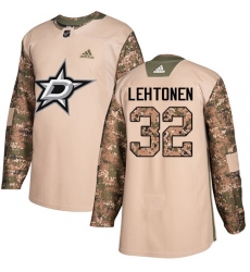 Men's Adidas Dallas Stars #32 Kari Lehtonen Authentic Camo Veterans Day Practice NHL Jersey