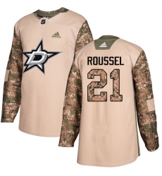 Men's Adidas Dallas Stars #21 Antoine Roussel Authentic Camo Veterans Day Practice NHL Jersey