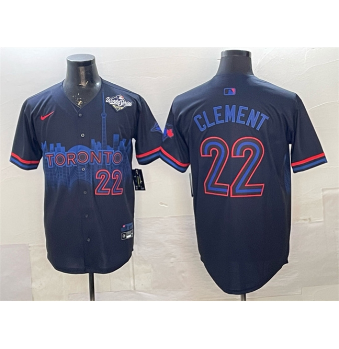 Men's Toronto Blue Jays #22 Ernie Clement Navy 2025 World Series City Connect Limited Stitched Baseball Jersey