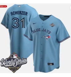 Men's Toronto Blue Jays 31 Max Scherzer Light Blue 2025 Home Cool Base Stitched Baseball Jersey