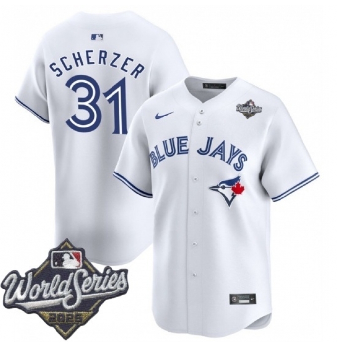 Men's Toronto Blue Jays 31 Max Scherzer White 2025 Home Limited Stitched Jersey