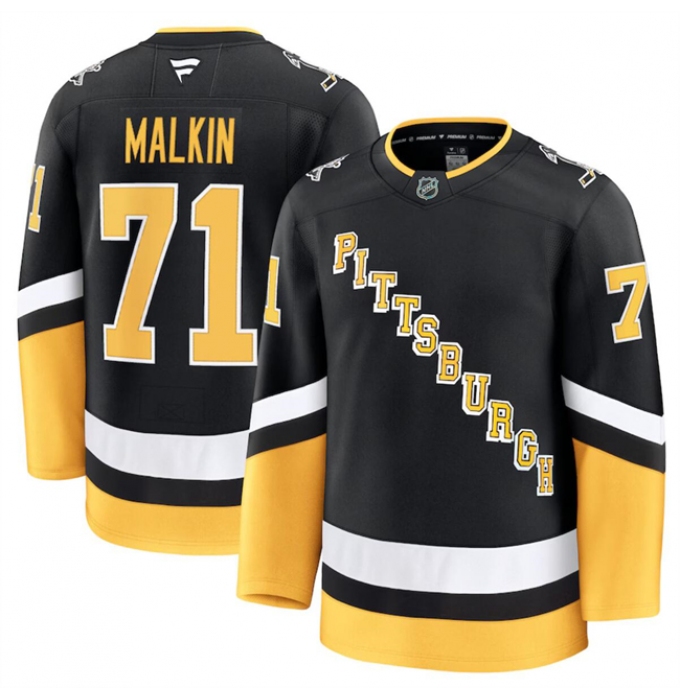 Men's Pittsburgh Penguins #71 Evgeni Malkin Black 2024-25 Alternate Stitched Hockey Jersey