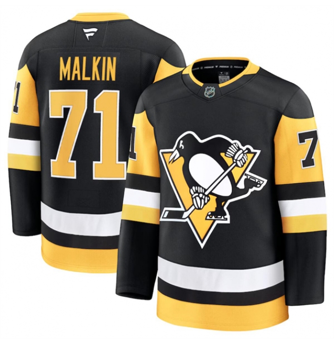 Men's Pittsburgh Penguins #71 Evgeni Malkin Black 2024-25 Home Stitched Hockey Jersey