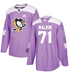 Youth Adidas Pittsburgh Penguins #71 Evgeni Malkin Authentic Purple Fights Cancer Practice NHL Jersey