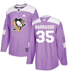 Men's Adidas Pittsburgh Penguins #35 Tom Barrasso Authentic Purple Fights Cancer Practice NHL Jersey