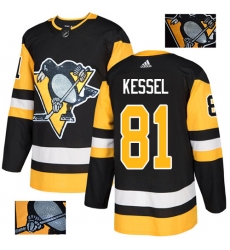 Men's Adidas Pittsburgh Penguins #81 Phil Kessel Authentic Black Fashion Gold NHL Jersey