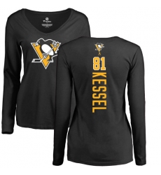 NHL Women's Adidas Pittsburgh Penguins #81 Phil Kessel Black Backer Long Sleeve T-Shirt