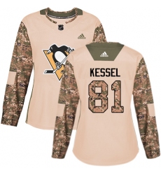 Women's Adidas Pittsburgh Penguins #81 Phil Kessel Authentic Camo Veterans Day Practice NHL Jersey