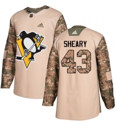 Youth Adidas Pittsburgh Penguins #43 Conor Sheary Authentic Camo Veterans Day Practice NHL Jersey
