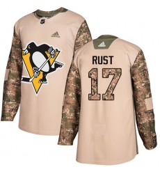 Youth Adidas Pittsburgh Penguins #17 Bryan Rust Authentic Camo Veterans Day Practice NHL Jersey