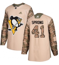 Youth Adidas Pittsburgh Penguins #41 Daniel Sprong Authentic Camo Veterans Day Practice NHL Jersey