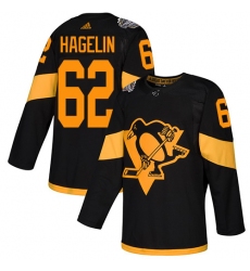 Men's Adidas Pittsburgh Penguins #62 Carl Hagelin Black Authentic 2019 Stadium Series Stitched NHL Jersey