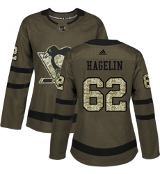 Women's Reebok Pittsburgh Penguins #62 Carl Hagelin Authentic Green Salute to Service NHL Jersey