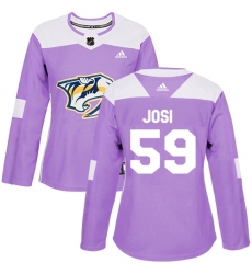 Women's Adidas Nashville Predators #59 Roman Josi Authentic Purple Fights Cancer Practice NHL Jersey