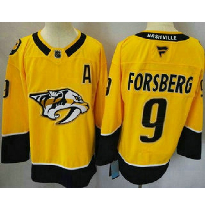 Men's Nashville Predators #9 Filip Forsberg Yellow Authentic Jersey