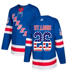 Youth Adidas New York Rangers #26 Martin St. Louis Authentic Royal Blue USA Flag Fashion NHL Jersey