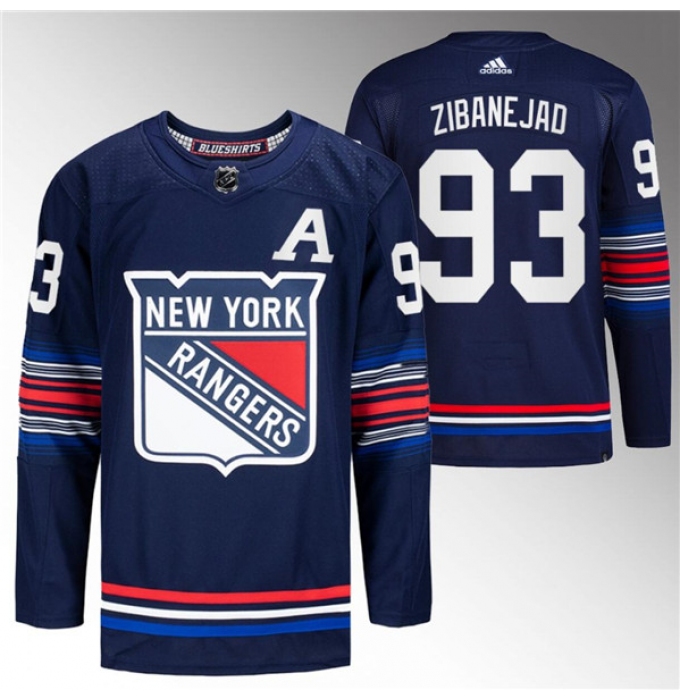 Men's New York Rangers #93 Mika Zibanejad Navy Stitched Jersey