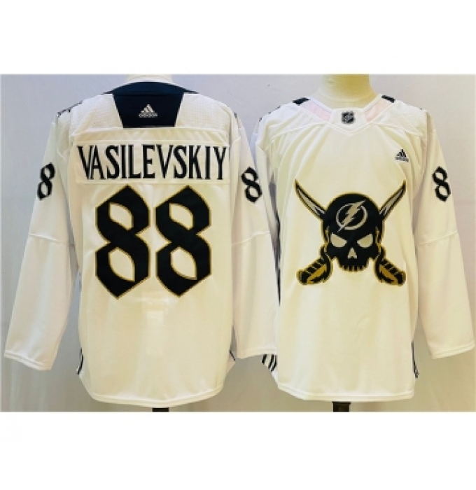Men's Tampa Bay Lightning #88 Andrei Vasilevskiy White Stitched Jersey