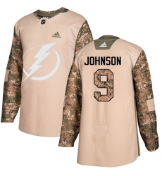 Youth Adidas Tampa Bay Lightning #9 Tyler Johnson Authentic Camo Veterans Day Practice NHL Jersey