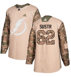 Youth Adidas Tampa Bay Lightning #62 Andrej Sustr Authentic Camo Veterans Day Practice NHL Jersey