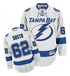 Youth Reebok Tampa Bay Lightning #62 Andrej Sustr Authentic White Away NHL Jersey