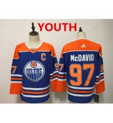 Youth Edmonton Oilers #97 Connor McDavid Royal Blue With Orange Home Hockey Stitched NHL Jersey