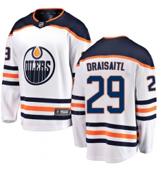 Youth Edmonton Oilers #29 Leon Draisaitl Fanatics Branded White Away Breakaway NHL Jersey