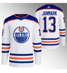 Men's Edmonton Oilers #13 Mattias Janmark White Stitched Jersey