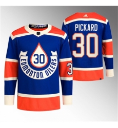 Men's Edmonton Oilers #30 Calvin Pickard 2023 Royal Heritage Classic Primegreen Stitched Jersey