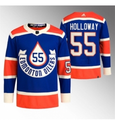 Men's Edmonton Oilers #55 Dylan Holloway 2023 Royal Heritage Classic Primegreen Stitched Jersey